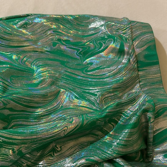 Cool Is A Construct Green Metallic Flare Pants - Picture 4 of 4